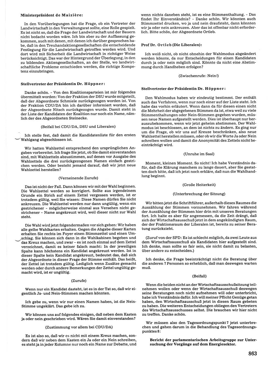 Tagungen der Volkskammer (VK) der Deutschen Demokratischen Republik (DDR), 10. Wahlperiode 1990, Seite 863 (VK. DDR 10. WP. 1990, Prot. Tg. 1-38, 5.4.-2.10.1990, S. 863)