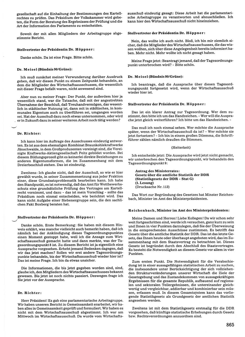 Tagungen der Volkskammer (VK) der Deutschen Demokratischen Republik (DDR), 10. Wahlperiode 1990, Seite 865 (VK. DDR 10. WP. 1990, Prot. Tg. 1-38, 5.4.-2.10.1990, S. 865)