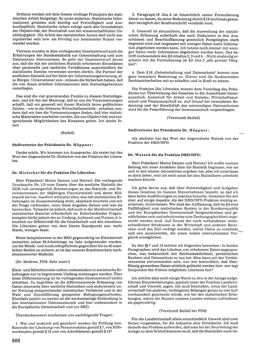 Tagungen der Volkskammer (VK) der Deutschen Demokratischen Republik (DDR), 10. Wahlperiode 1990, Seite 866 (VK. DDR 10. WP. 1990, Prot. Tg. 1-38, 5.4.-2.10.1990, S. 866)