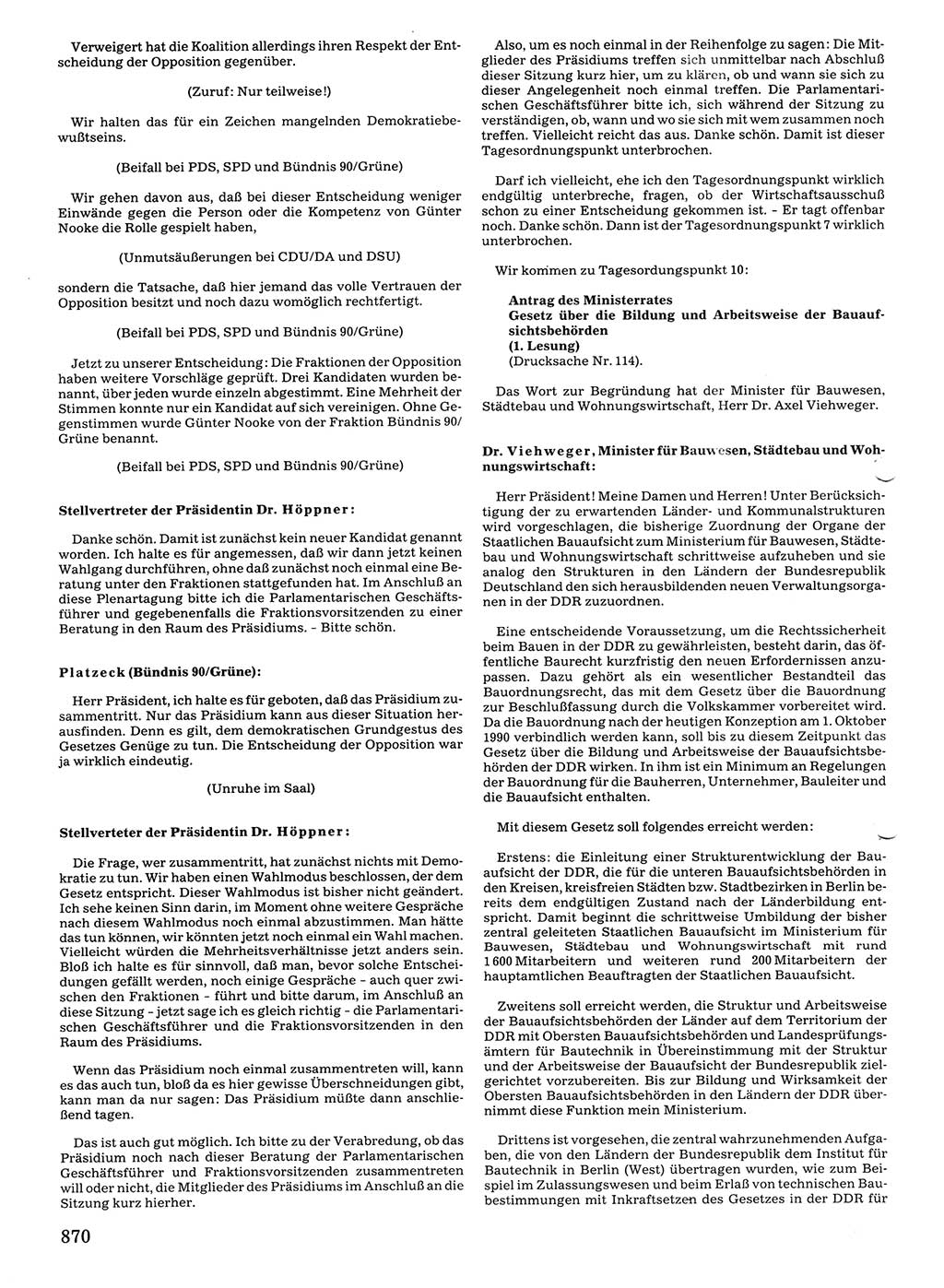 Tagungen der Volkskammer (VK) der Deutschen Demokratischen Republik (DDR), 10. Wahlperiode 1990, Seite 870 (VK. DDR 10. WP. 1990, Prot. Tg. 1-38, 5.4.-2.10.1990, S. 870)