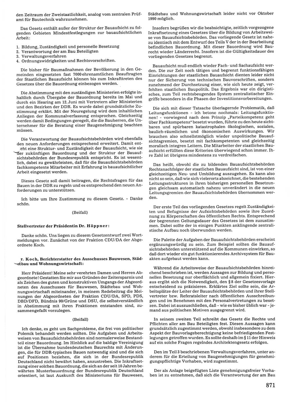 Tagungen der Volkskammer (VK) der Deutschen Demokratischen Republik (DDR), 10. Wahlperiode 1990, Seite 871 (VK. DDR 10. WP. 1990, Prot. Tg. 1-38, 5.4.-2.10.1990, S. 871)