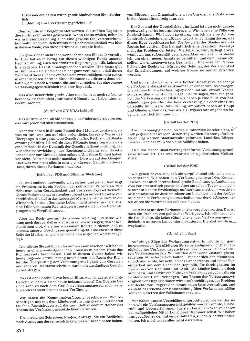 Tagungen der Volkskammer (VK) der Deutschen Demokratischen Republik (DDR), 10. Wahlperiode 1990, Seite 874 (VK. DDR 10. WP. 1990, Prot. Tg. 1-38, 5.4.-2.10.1990, S. 874)