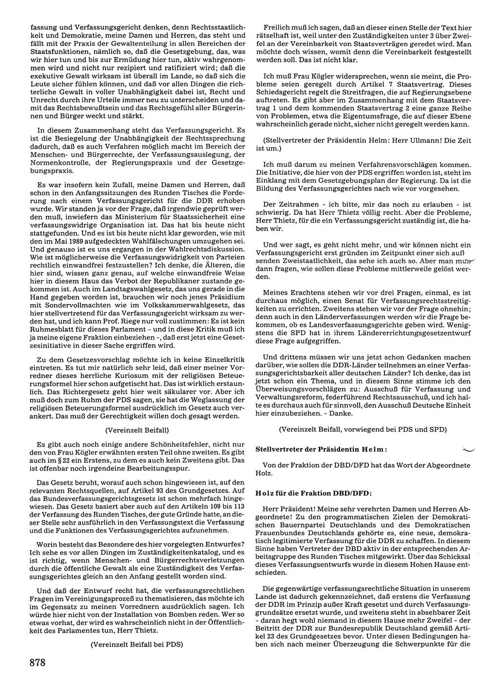Tagungen der Volkskammer (VK) der Deutschen Demokratischen Republik (DDR), 10. Wahlperiode 1990, Seite 878 (VK. DDR 10. WP. 1990, Prot. Tg. 1-38, 5.4.-2.10.1990, S. 878)