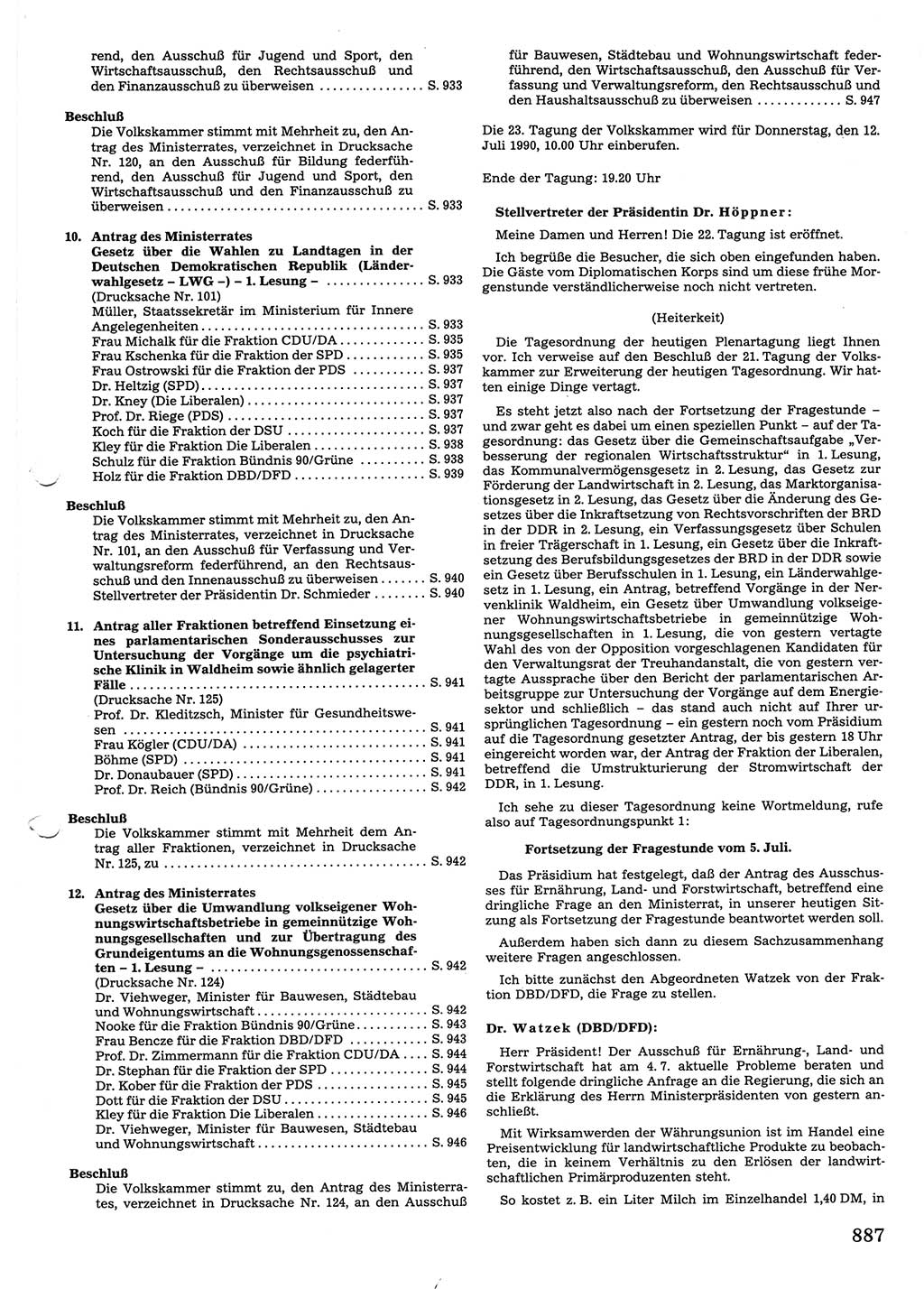 Tagungen der Volkskammer (VK) der Deutschen Demokratischen Republik (DDR), 10. Wahlperiode 1990, Seite 887 (VK. DDR 10. WP. 1990, Prot. Tg. 1-38, 5.4.-2.10.1990, S. 887)