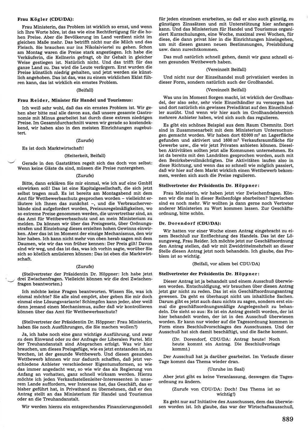 Tagungen der Volkskammer (VK) der Deutschen Demokratischen Republik (DDR), 10. Wahlperiode 1990, Seite 889 (VK. DDR 10. WP. 1990, Prot. Tg. 1-38, 5.4.-2.10.1990, S. 889)