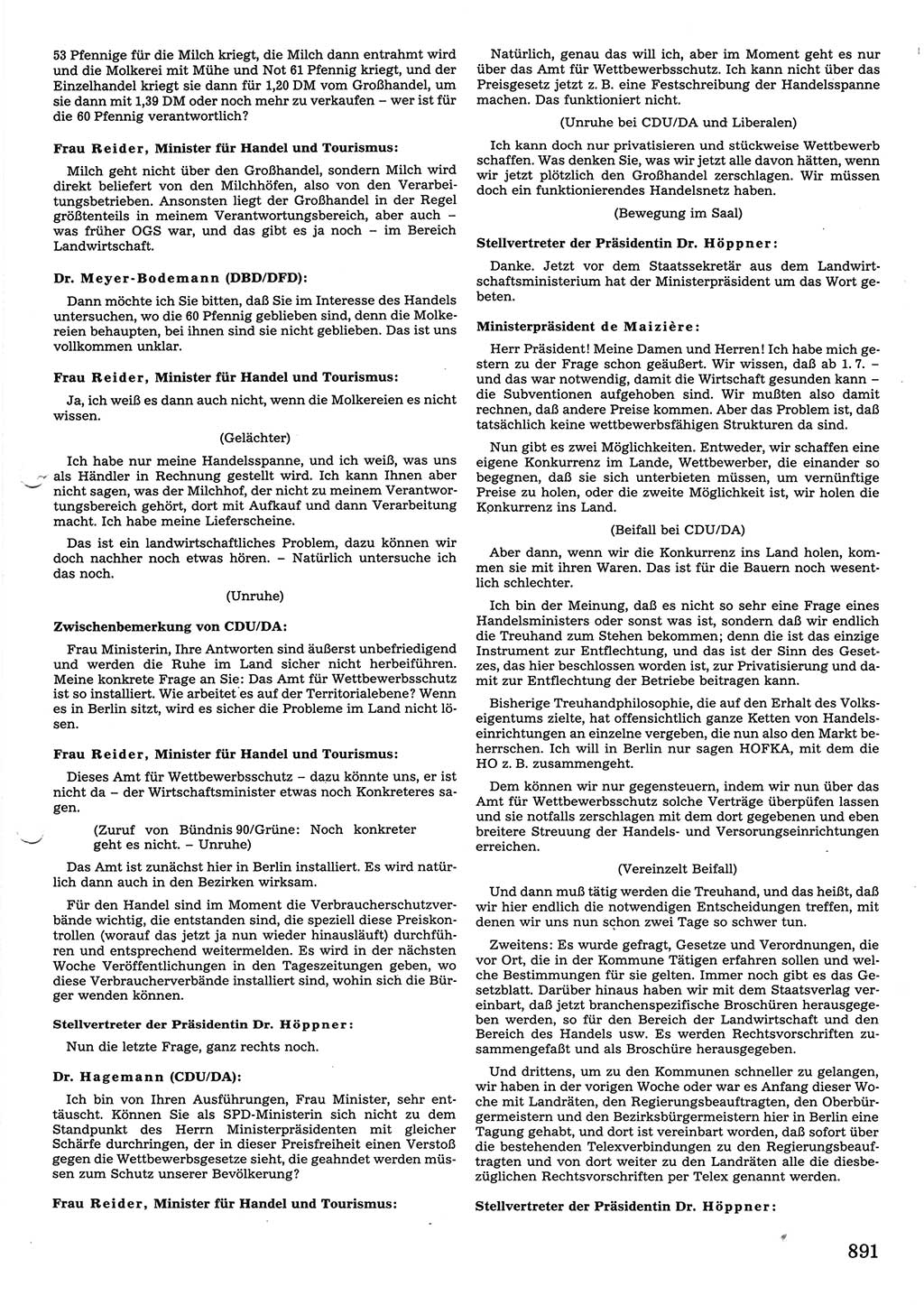 Tagungen der Volkskammer (VK) der Deutschen Demokratischen Republik (DDR), 10. Wahlperiode 1990, Seite 891 (VK. DDR 10. WP. 1990, Prot. Tg. 1-38, 5.4.-2.10.1990, S. 891)
