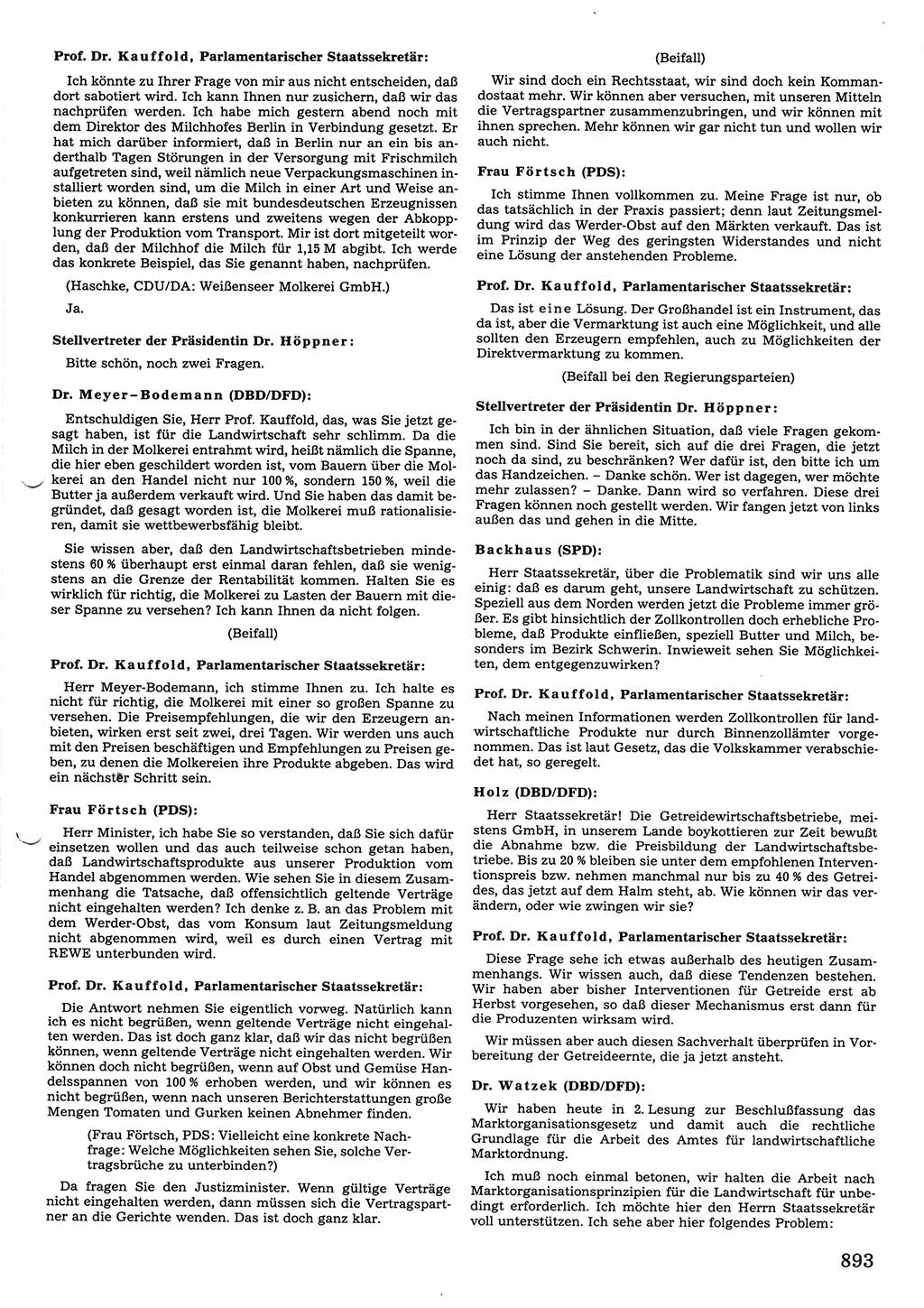 Tagungen der Volkskammer (VK) der Deutschen Demokratischen Republik (DDR), 10. Wahlperiode 1990, Seite 893 (VK. DDR 10. WP. 1990, Prot. Tg. 1-38, 5.4.-2.10.1990, S. 893)