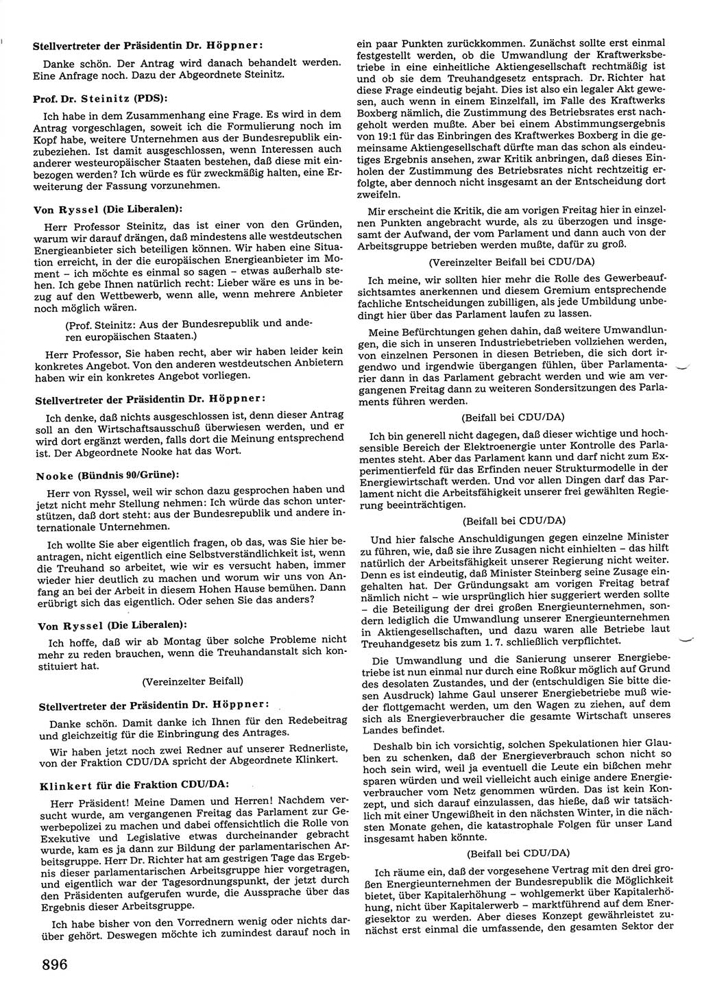 Tagungen der Volkskammer (VK) der Deutschen Demokratischen Republik (DDR), 10. Wahlperiode 1990, Seite 896 (VK. DDR 10. WP. 1990, Prot. Tg. 1-38, 5.4.-2.10.1990, S. 896)