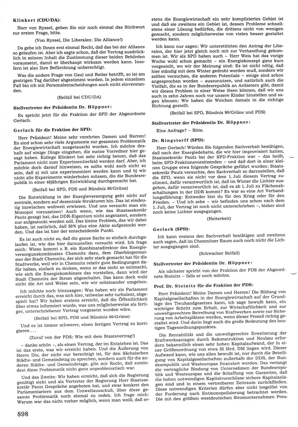 Tagungen der Volkskammer (VK) der Deutschen Demokratischen Republik (DDR), 10. Wahlperiode 1990, Seite 898 (VK. DDR 10. WP. 1990, Prot. Tg. 1-38, 5.4.-2.10.1990, S. 898)