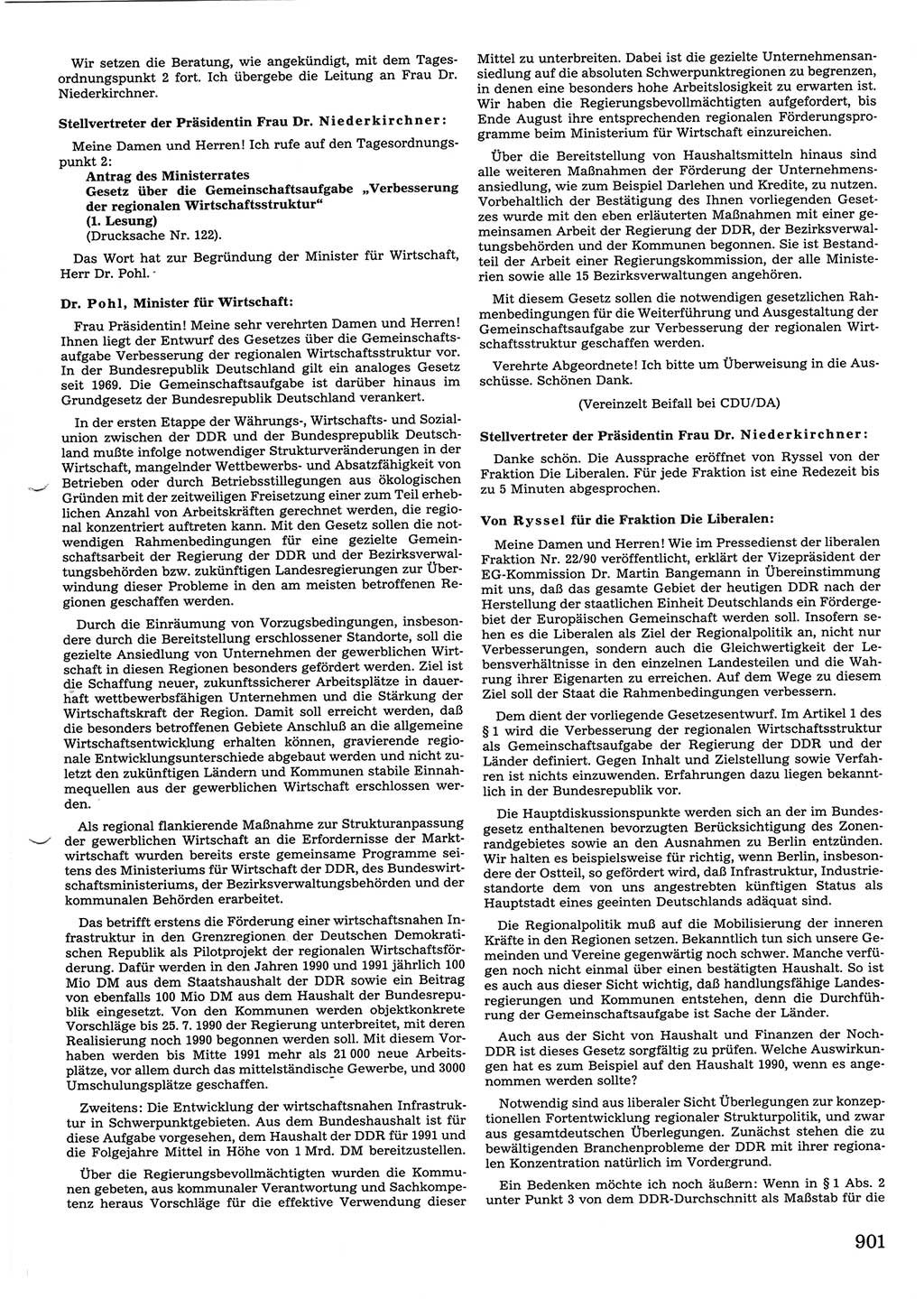 Tagungen der Volkskammer (VK) der Deutschen Demokratischen Republik (DDR), 10. Wahlperiode 1990, Seite 901 (VK. DDR 10. WP. 1990, Prot. Tg. 1-38, 5.4.-2.10.1990, S. 901)