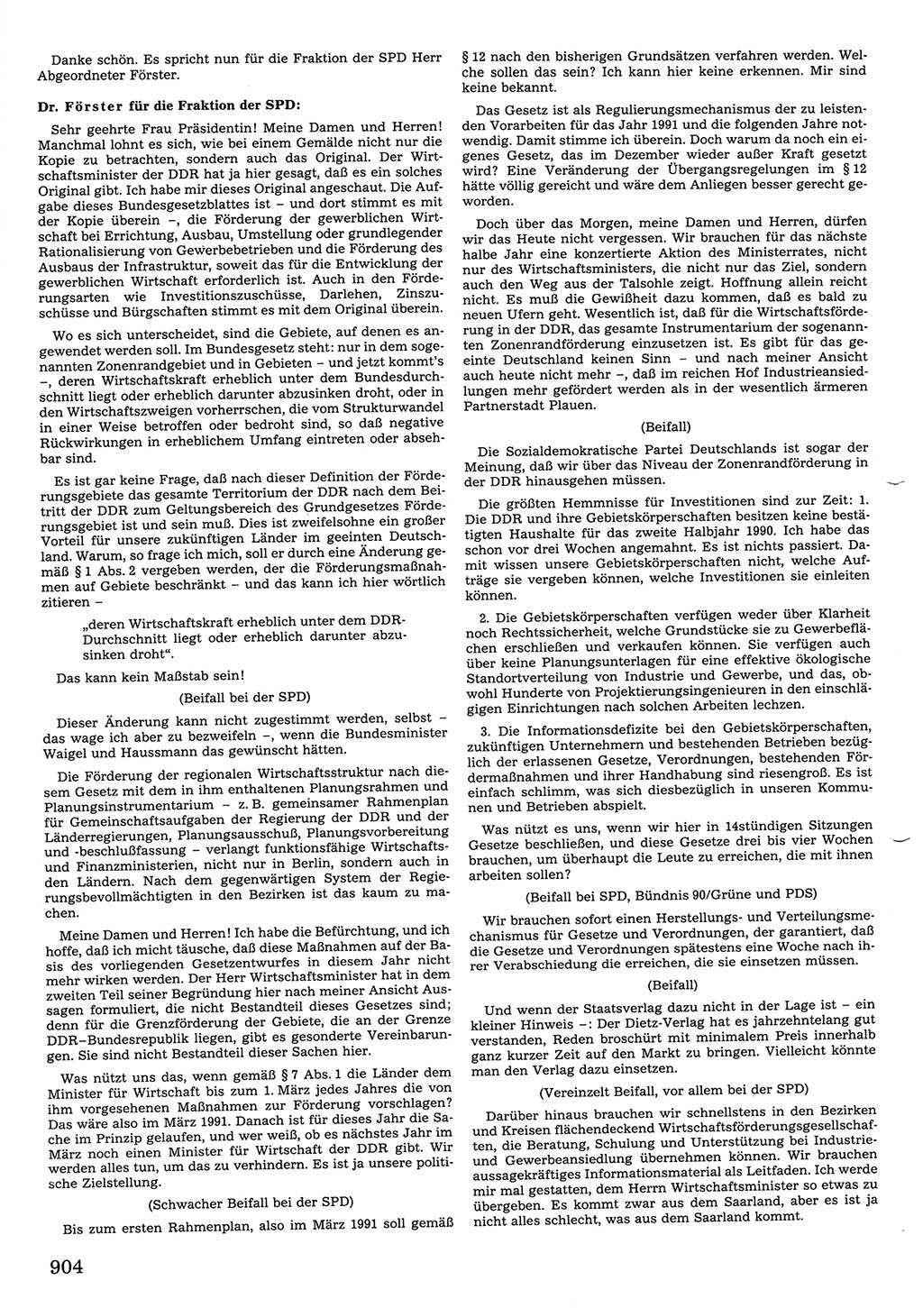 Tagungen der Volkskammer (VK) der Deutschen Demokratischen Republik (DDR), 10. Wahlperiode 1990, Seite 904 (VK. DDR 10. WP. 1990, Prot. Tg. 1-38, 5.4.-2.10.1990, S. 904)