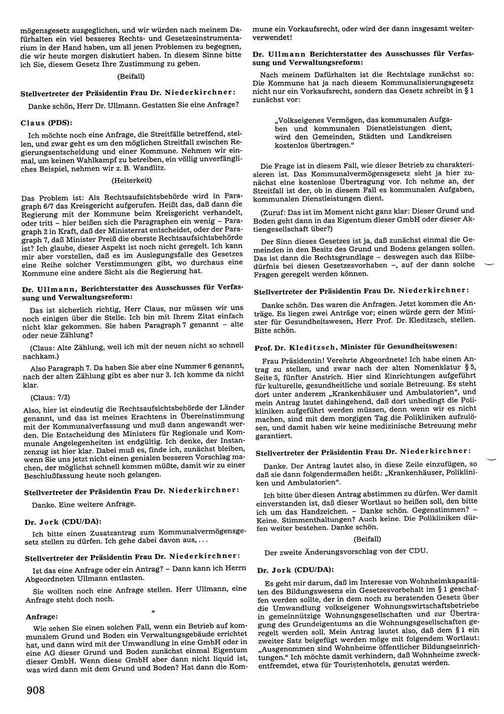 Tagungen der Volkskammer (VK) der Deutschen Demokratischen Republik (DDR), 10. Wahlperiode 1990, Seite 908 (VK. DDR 10. WP. 1990, Prot. Tg. 1-38, 5.4.-2.10.1990, S. 908)