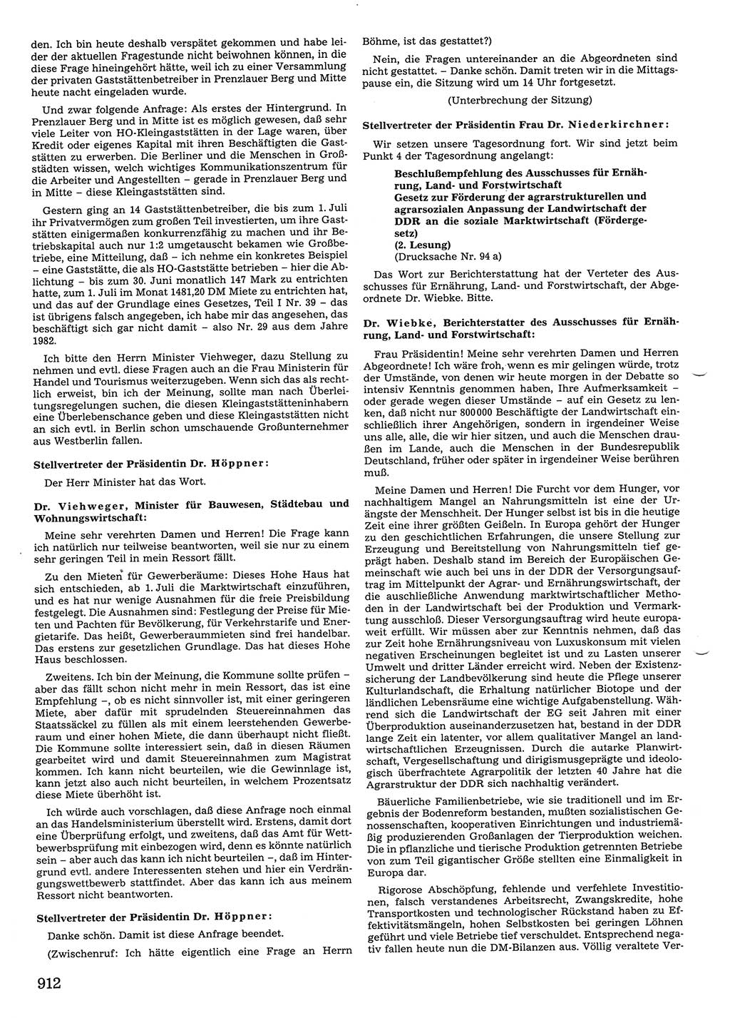 Tagungen der Volkskammer (VK) der Deutschen Demokratischen Republik (DDR), 10. Wahlperiode 1990, Seite 912 (VK. DDR 10. WP. 1990, Prot. Tg. 1-38, 5.4.-2.10.1990, S. 912)