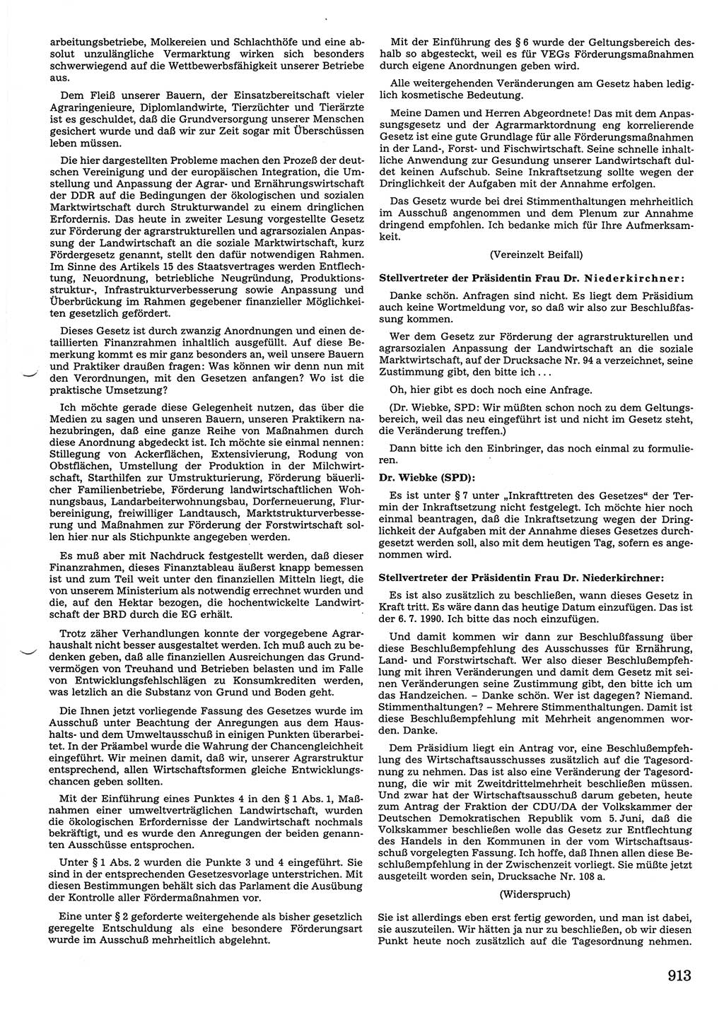 Tagungen der Volkskammer (VK) der Deutschen Demokratischen Republik (DDR), 10. Wahlperiode 1990, Seite 913 (VK. DDR 10. WP. 1990, Prot. Tg. 1-38, 5.4.-2.10.1990, S. 913)
