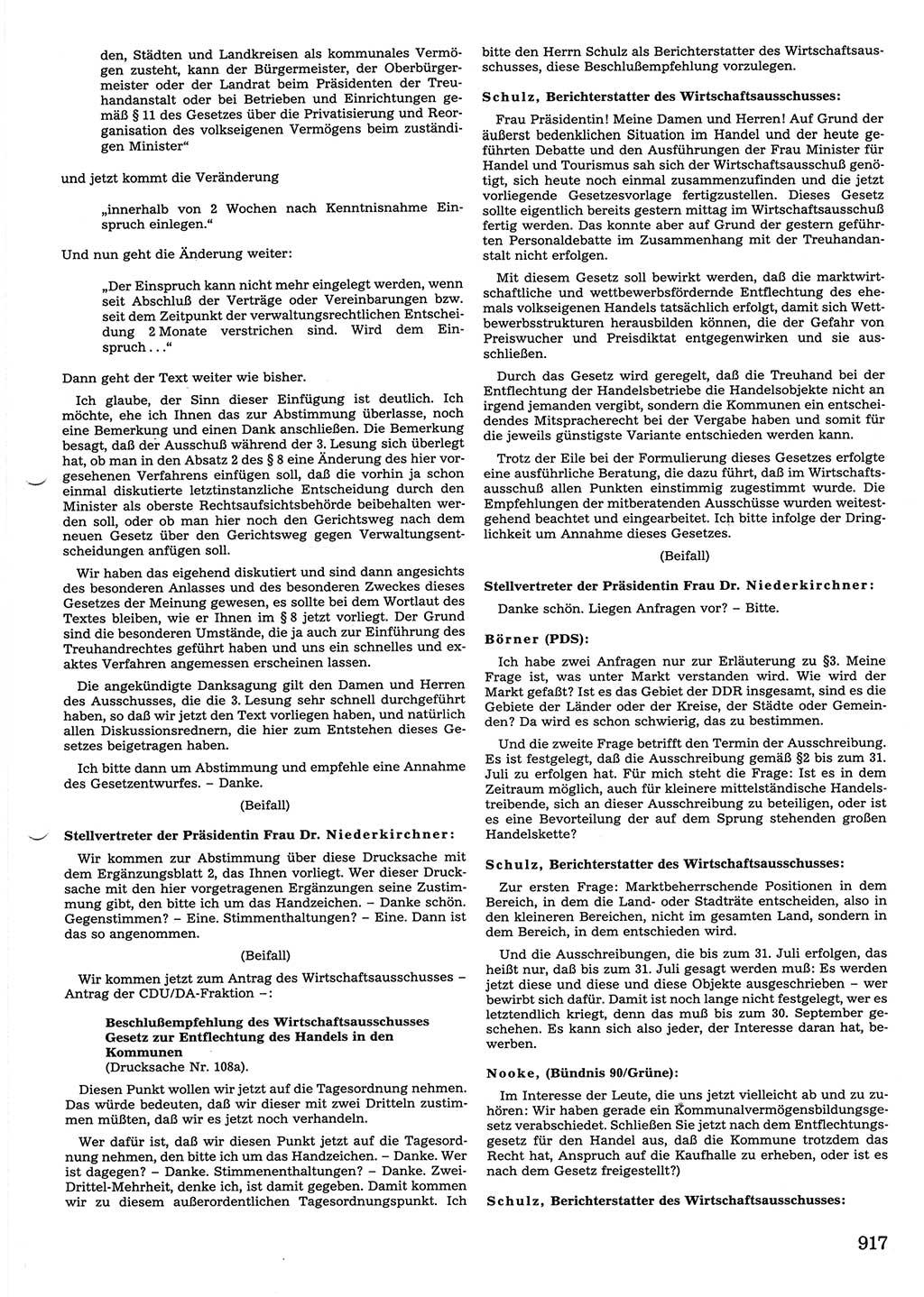 Tagungen der Volkskammer (VK) der Deutschen Demokratischen Republik (DDR), 10. Wahlperiode 1990, Seite 917 (VK. DDR 10. WP. 1990, Prot. Tg. 1-38, 5.4.-2.10.1990, S. 917)