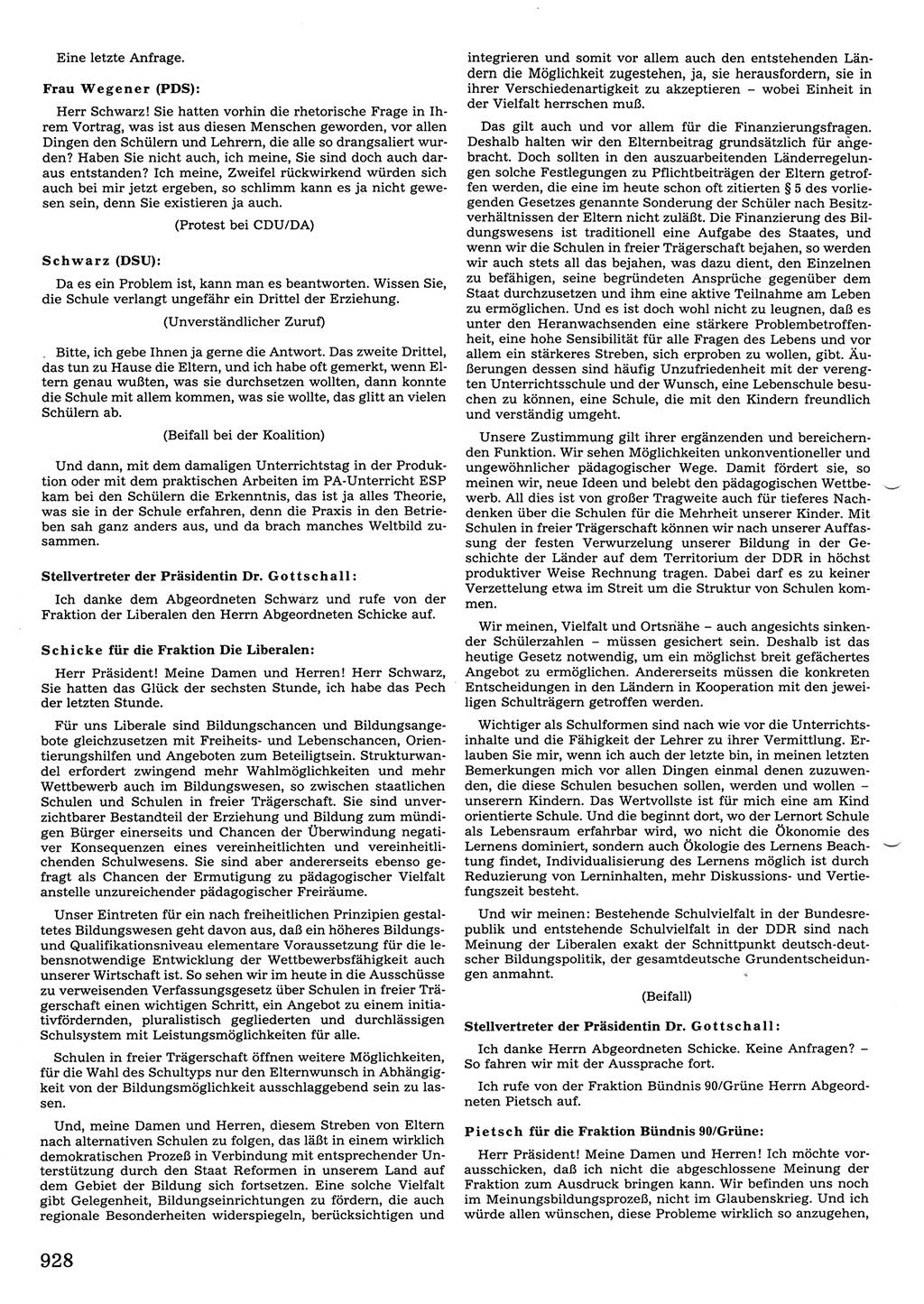 Tagungen der Volkskammer (VK) der Deutschen Demokratischen Republik (DDR), 10. Wahlperiode 1990, Seite 928 (VK. DDR 10. WP. 1990, Prot. Tg. 1-38, 5.4.-2.10.1990, S. 928)