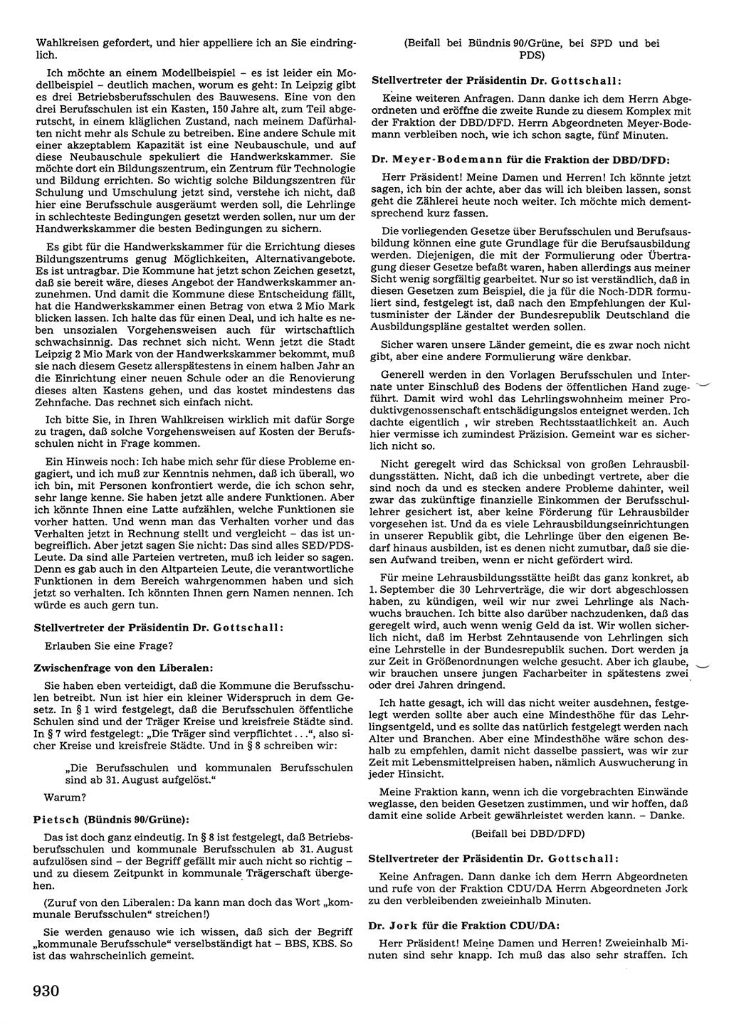 Tagungen der Volkskammer (VK) der Deutschen Demokratischen Republik (DDR), 10. Wahlperiode 1990, Seite 930 (VK. DDR 10. WP. 1990, Prot. Tg. 1-38, 5.4.-2.10.1990, S. 930)