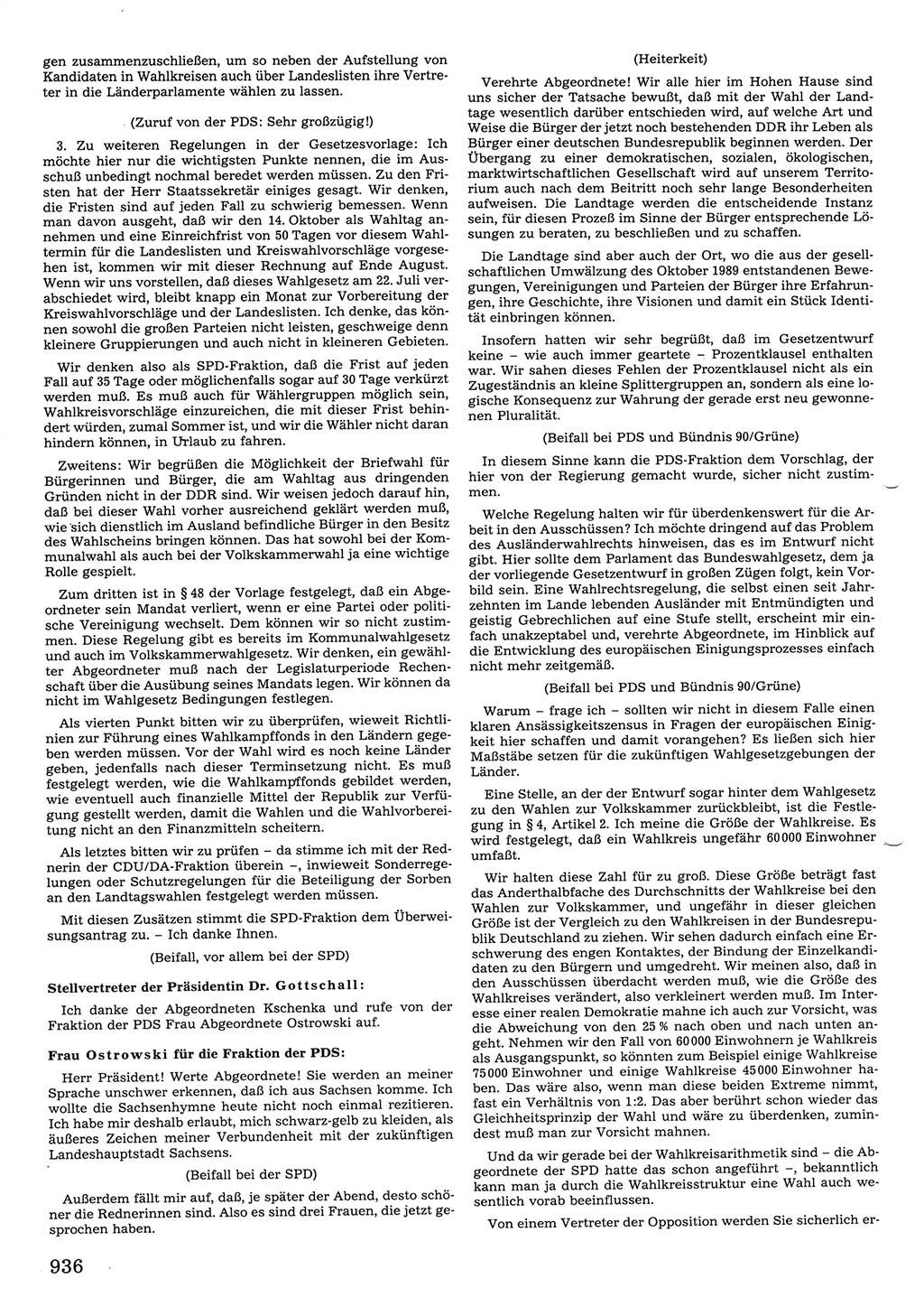 Tagungen der Volkskammer (VK) der Deutschen Demokratischen Republik (DDR), 10. Wahlperiode 1990, Seite 936 (VK. DDR 10. WP. 1990, Prot. Tg. 1-38, 5.4.-2.10.1990, S. 936)