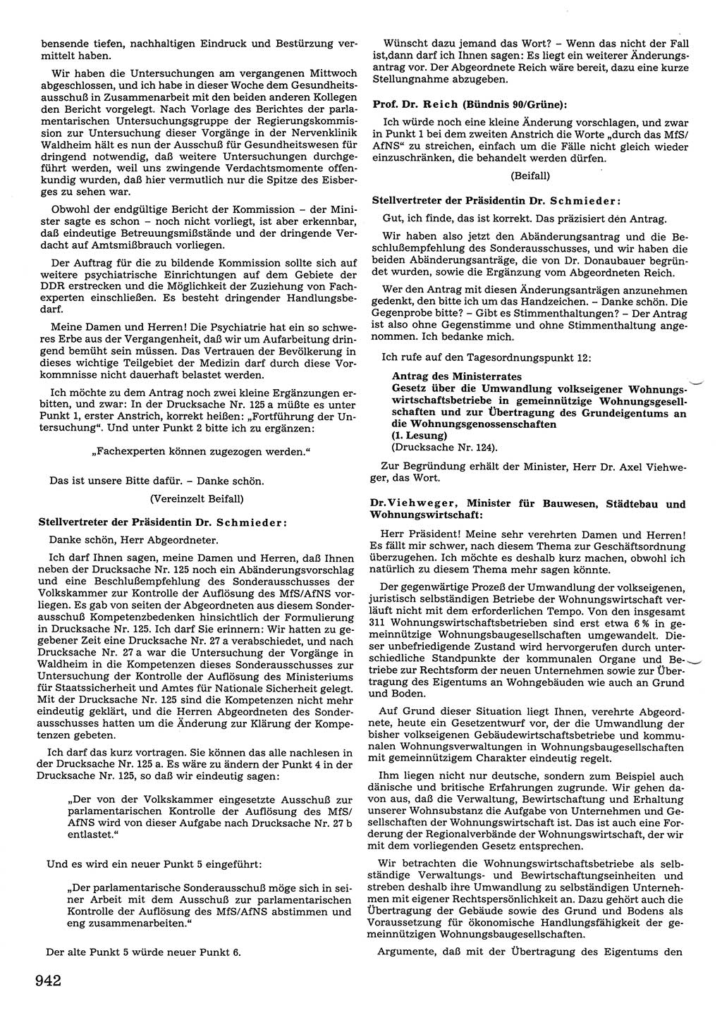 Tagungen der Volkskammer (VK) der Deutschen Demokratischen Republik (DDR), 10. Wahlperiode 1990, Seite 942 (VK. DDR 10. WP. 1990, Prot. Tg. 1-38, 5.4.-2.10.1990, S. 942)