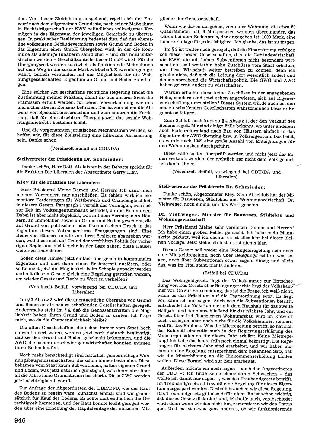 Tagungen der Volkskammer (VK) der Deutschen Demokratischen Republik (DDR), 10. Wahlperiode 1990, Seite 946 (VK. DDR 10. WP. 1990, Prot. Tg. 1-38, 5.4.-2.10.1990, S. 946)