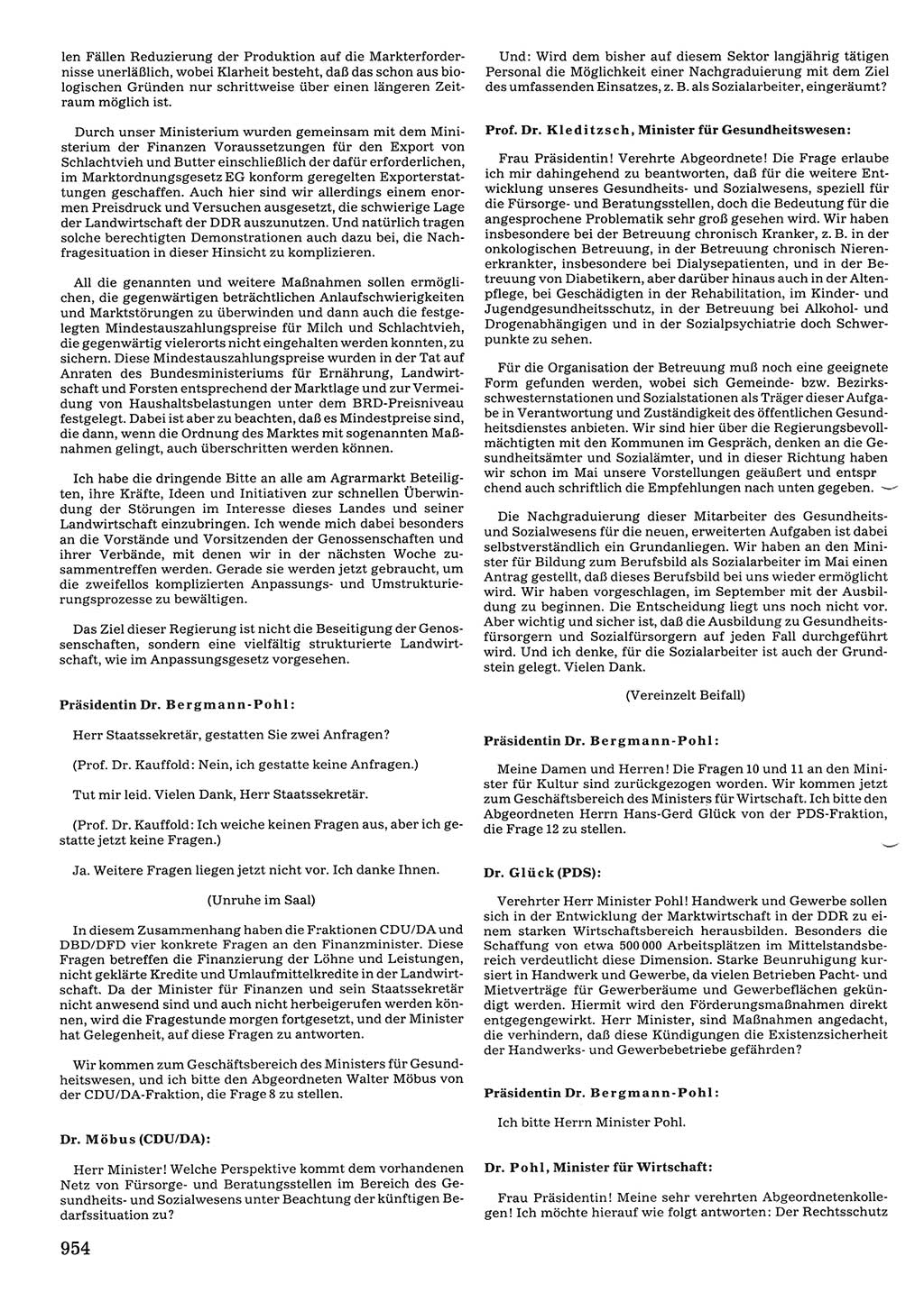 Tagungen der Volkskammer (VK) der Deutschen Demokratischen Republik (DDR), 10. Wahlperiode 1990, Seite 954 (VK. DDR 10. WP. 1990, Prot. Tg. 1-38, 5.4.-2.10.1990, S. 954)