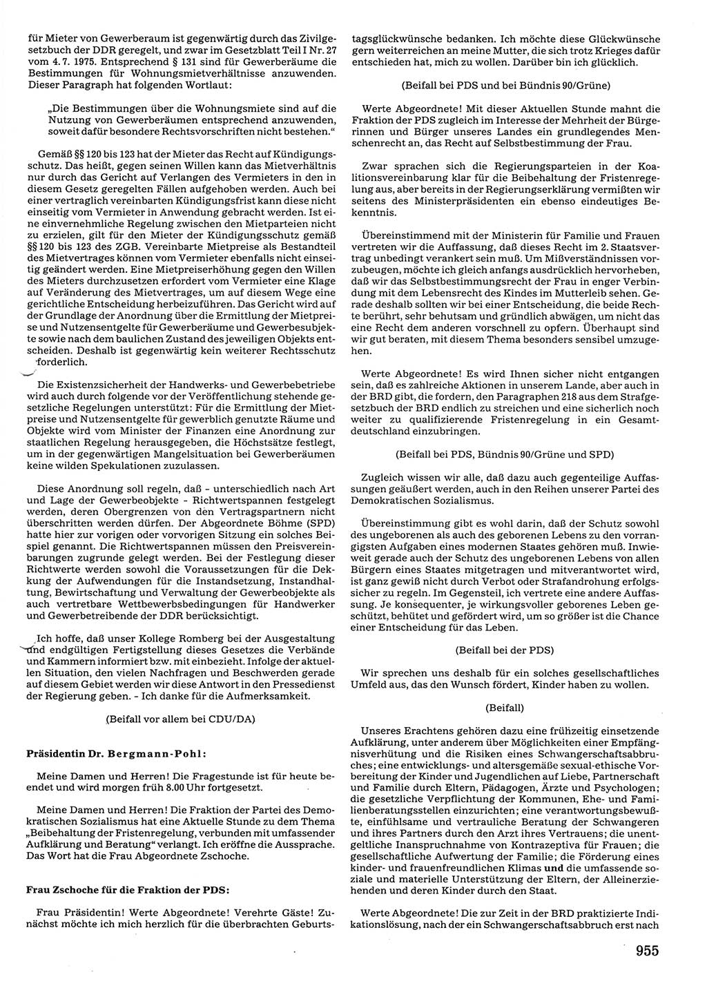 Tagungen der Volkskammer (VK) der Deutschen Demokratischen Republik (DDR), 10. Wahlperiode 1990, Seite 955 (VK. DDR 10. WP. 1990, Prot. Tg. 1-38, 5.4.-2.10.1990, S. 955)