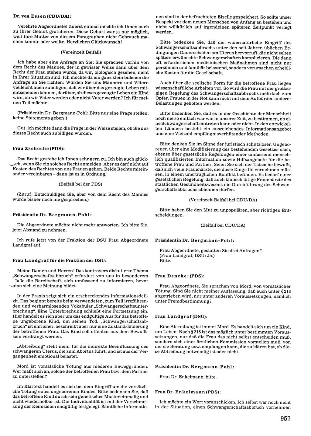 Tagungen der Volkskammer (VK) der Deutschen Demokratischen Republik (DDR), 10. Wahlperiode 1990, Seite 957 (VK. DDR 10. WP. 1990, Prot. Tg. 1-38, 5.4.-2.10.1990, S. 957)