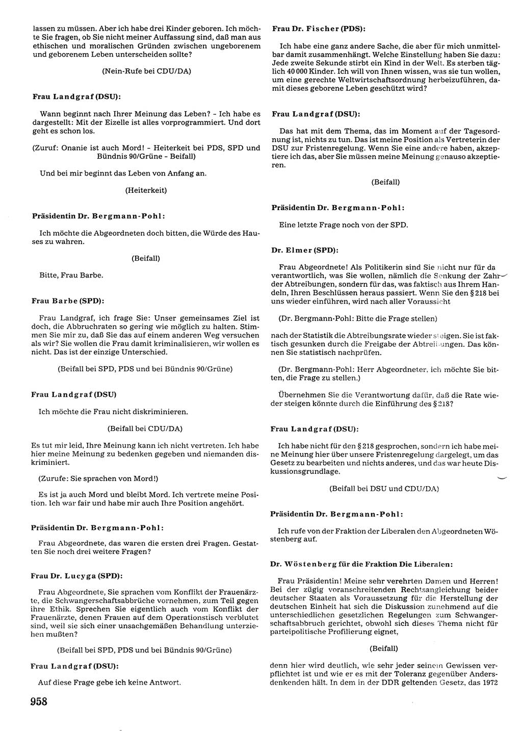 Tagungen der Volkskammer (VK) der Deutschen Demokratischen Republik (DDR), 10. Wahlperiode 1990, Seite 958 (VK. DDR 10. WP. 1990, Prot. Tg. 1-38, 5.4.-2.10.1990, S. 958)