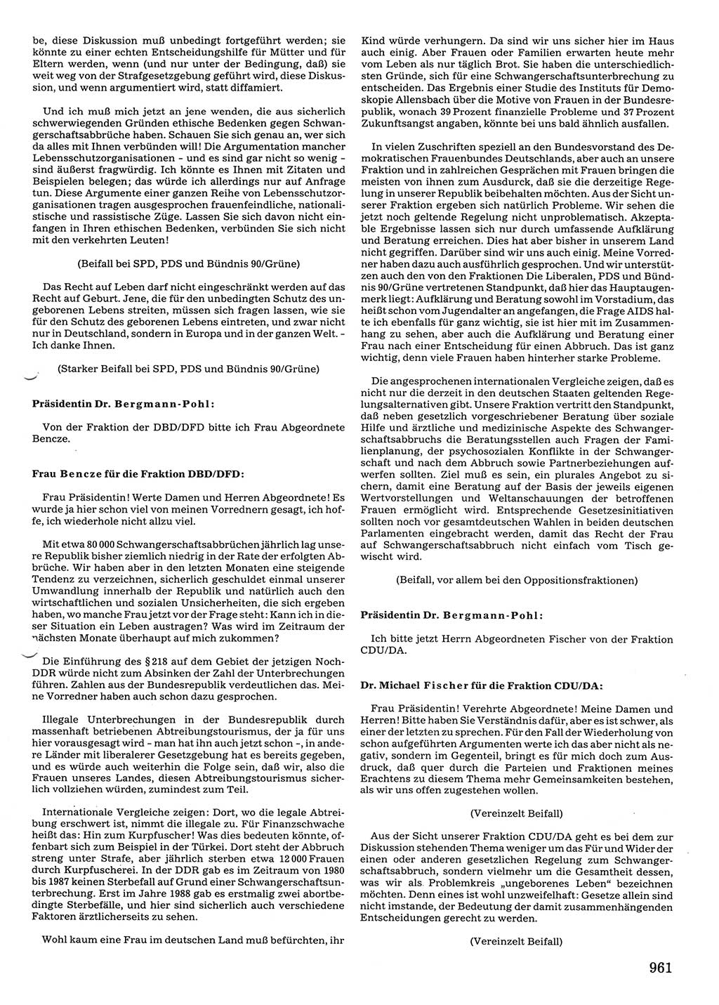 Tagungen der Volkskammer (VK) der Deutschen Demokratischen Republik (DDR), 10. Wahlperiode 1990, Seite 961 (VK. DDR 10. WP. 1990, Prot. Tg. 1-38, 5.4.-2.10.1990, S. 961)