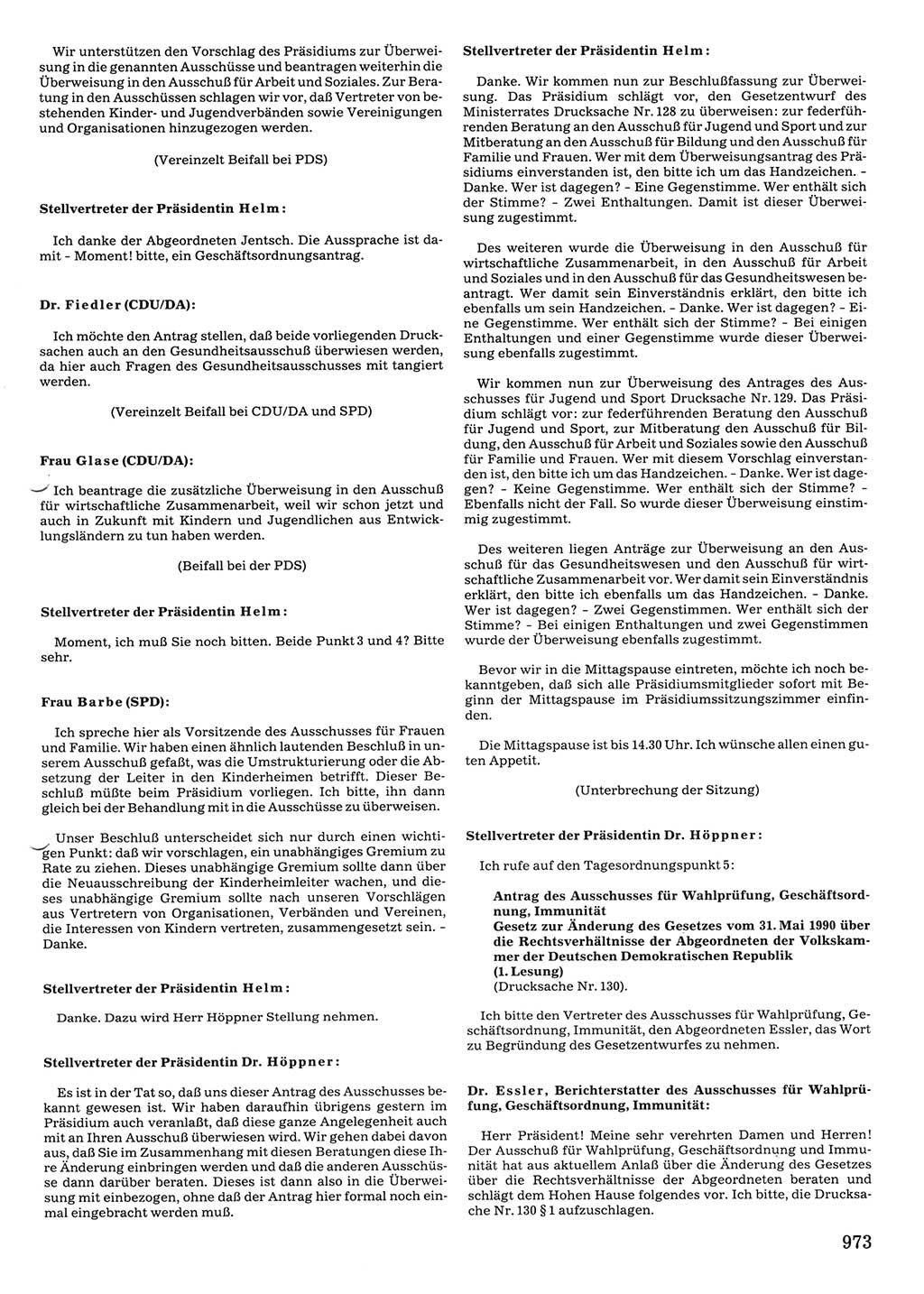 Tagungen der Volkskammer (VK) der Deutschen Demokratischen Republik (DDR), 10. Wahlperiode 1990, Seite 973 (VK. DDR 10. WP. 1990, Prot. Tg. 1-38, 5.4.-2.10.1990, S. 973)