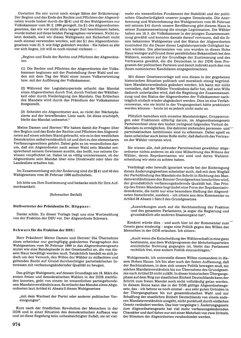 Tagungen der Volkskammer (VK) der Deutschen Demokratischen Republik (DDR), 10. Wahlperiode 1990, Seite 974 (VK. DDR 10. WP. 1990, Prot. Tg. 1-38, 5.4.-2.10.1990, S. 974)