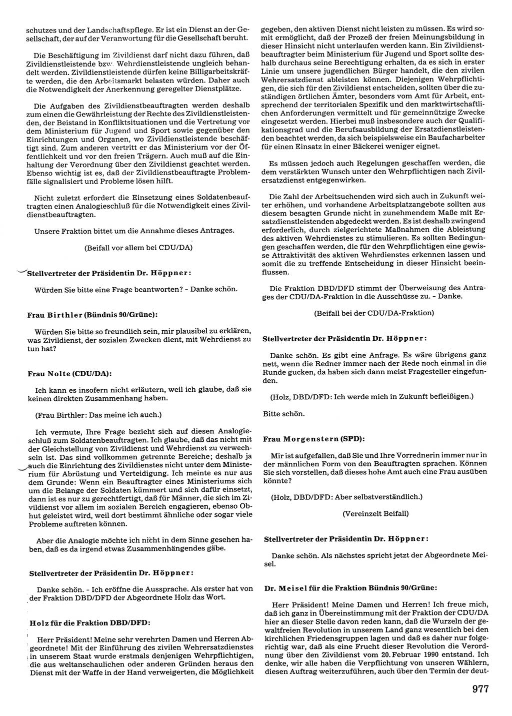 Tagungen der Volkskammer (VK) der Deutschen Demokratischen Republik (DDR), 10. Wahlperiode 1990, Seite 977 (VK. DDR 10. WP. 1990, Prot. Tg. 1-38, 5.4.-2.10.1990, S. 977)