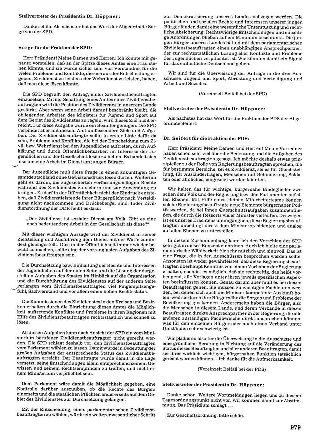 Tagungen der Volkskammer (VK) der Deutschen Demokratischen Republik (DDR), 10. Wahlperiode 1990, Seite 979 (VK. DDR 10. WP. 1990, Prot. Tg. 1-38, 5.4.-2.10.1990, S. 979)