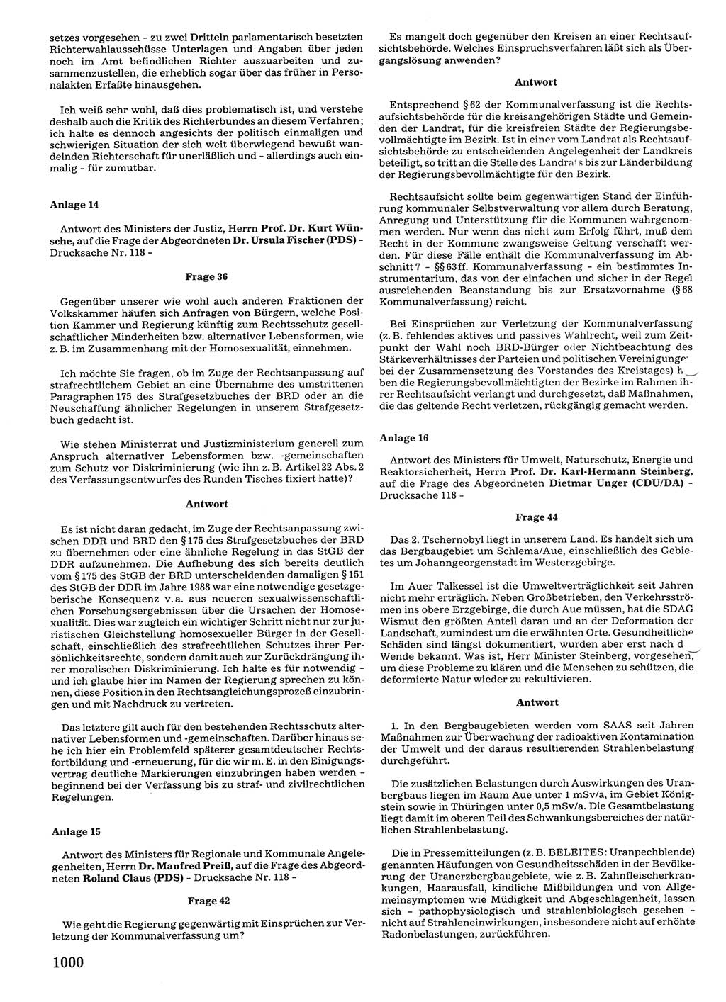 Tagungen der Volkskammer (VK) der Deutschen Demokratischen Republik (DDR), 10. Wahlperiode 1990, Seite 1000 (VK. DDR 10. WP. 1990, Prot. Tg. 1-38, 5.4.-2.10.1990, S. 1000)