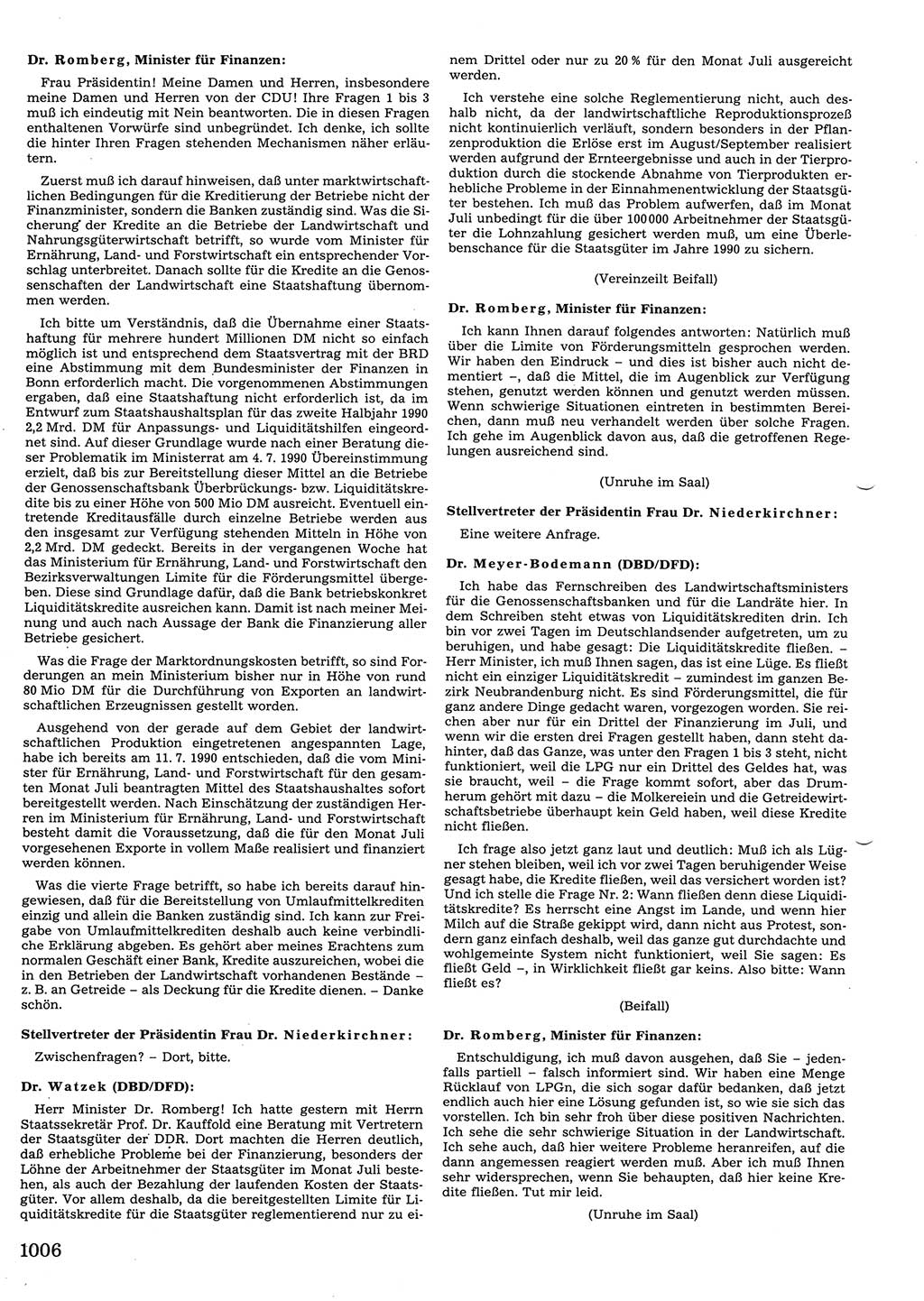 Tagungen der Volkskammer (VK) der Deutschen Demokratischen Republik (DDR), 10. Wahlperiode 1990, Seite 1006 (VK. DDR 10. WP. 1990, Prot. Tg. 1-38, 5.4.-2.10.1990, S. 1006)