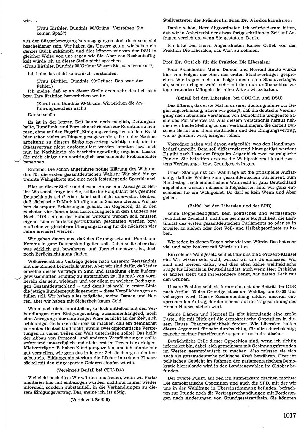 Tagungen der Volkskammer (VK) der Deutschen Demokratischen Republik (DDR), 10. Wahlperiode 1990, Seite 1017 (VK. DDR 10. WP. 1990, Prot. Tg. 1-38, 5.4.-2.10.1990, S. 1017)