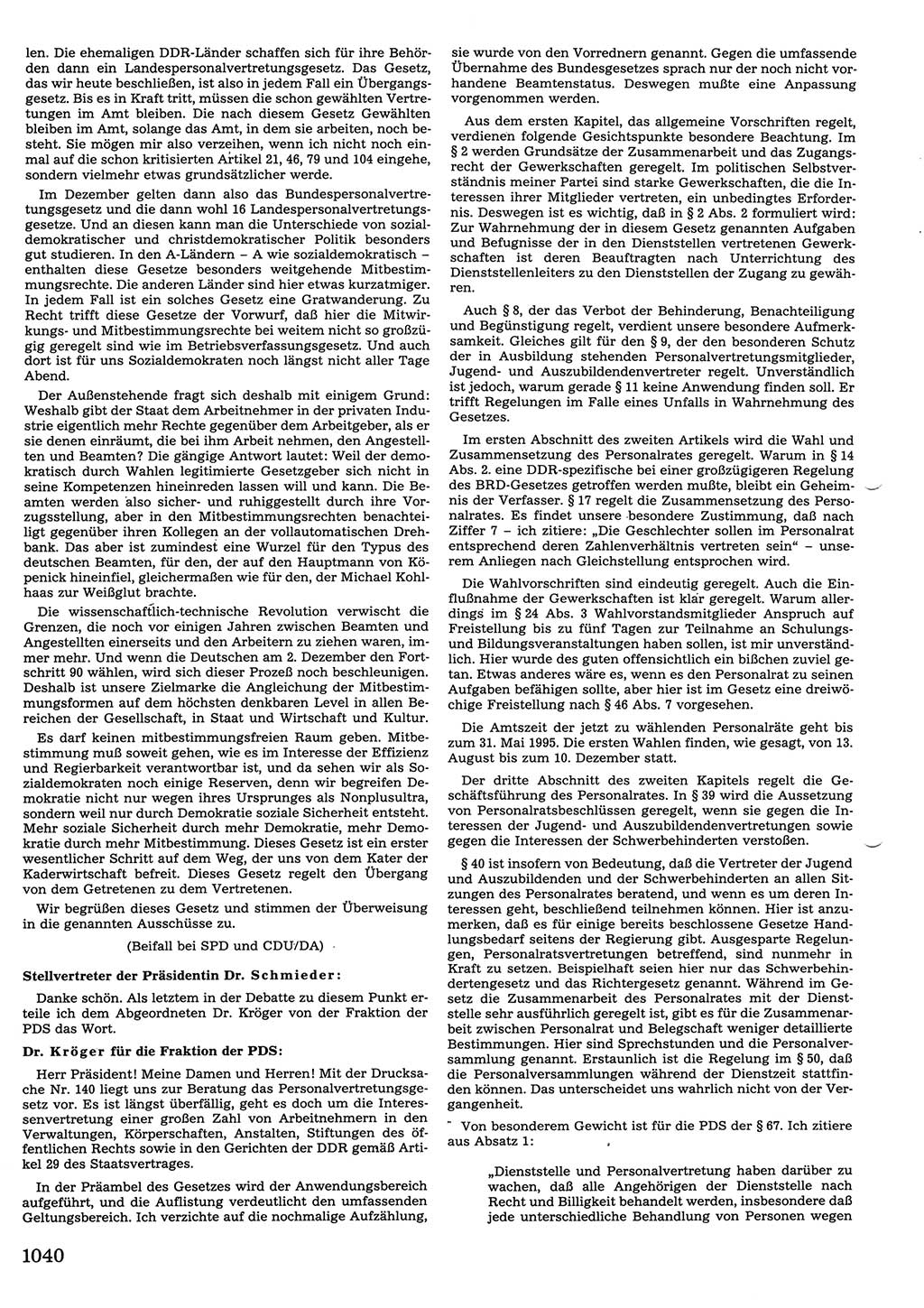 Tagungen der Volkskammer (VK) der Deutschen Demokratischen Republik (DDR), 10. Wahlperiode 1990, Seite 1040 (VK. DDR 10. WP. 1990, Prot. Tg. 1-38, 5.4.-2.10.1990, S. 1040)