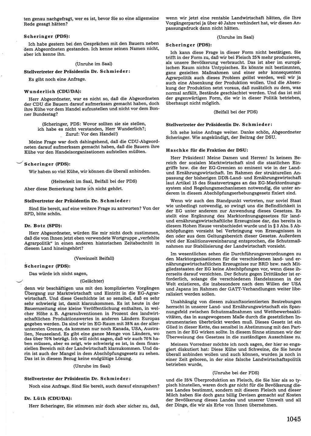 Tagungen der Volkskammer (VK) der Deutschen Demokratischen Republik (DDR), 10. Wahlperiode 1990, Seite 1045 (VK. DDR 10. WP. 1990, Prot. Tg. 1-38, 5.4.-2.10.1990, S. 1045)