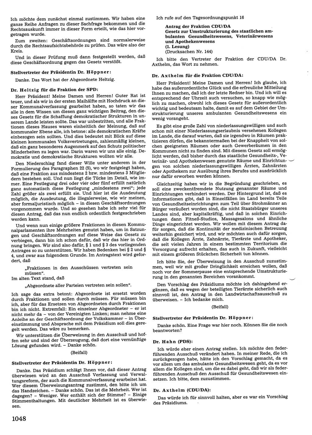 Tagungen der Volkskammer (VK) der Deutschen Demokratischen Republik (DDR), 10. Wahlperiode 1990, Seite 1048 (VK. DDR 10. WP. 1990, Prot. Tg. 1-38, 5.4.-2.10.1990, S. 1048)