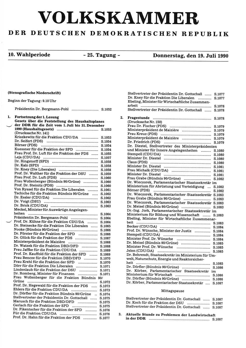 Tagungen der Volkskammer (VK) der Deutschen Demokratischen Republik (DDR), 10. Wahlperiode 1990, Seite 1051 (VK. DDR 10. WP. 1990, Prot. Tg. 1-38, 5.4.-2.10.1990, S. 1051)