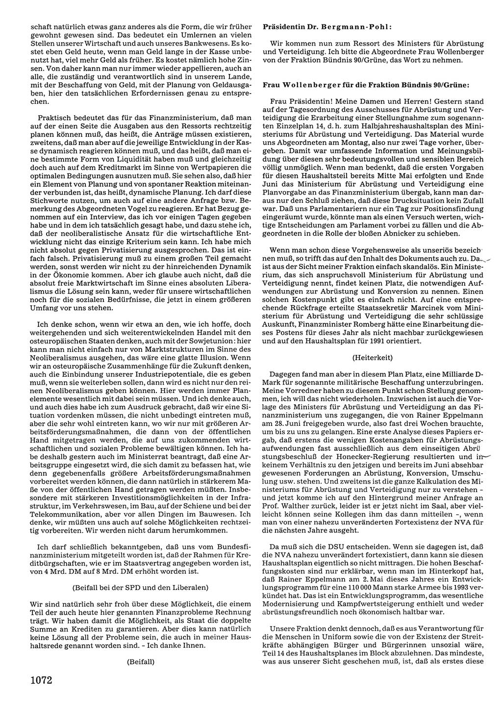 Tagungen der Volkskammer (VK) der Deutschen Demokratischen Republik (DDR), 10. Wahlperiode 1990, Seite 1072 (VK. DDR 10. WP. 1990, Prot. Tg. 1-38, 5.4.-2.10.1990, S. 1072)