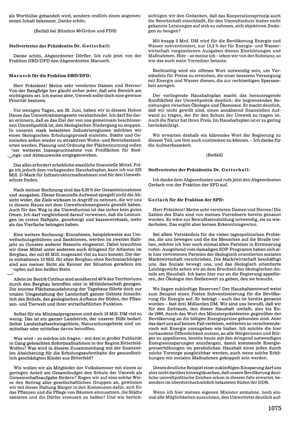 Tagungen der Volkskammer (VK) der Deutschen Demokratischen Republik (DDR), 10. Wahlperiode 1990, Seite 1075 (VK. DDR 10. WP. 1990, Prot. Tg. 1-38, 5.4.-2.10.1990, S. 1075)