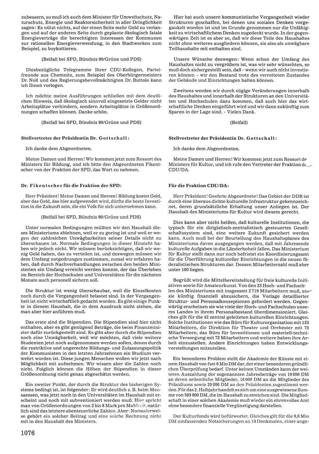 Tagungen der Volkskammer (VK) der Deutschen Demokratischen Republik (DDR), 10. Wahlperiode 1990, Seite 1076 (VK. DDR 10. WP. 1990, Prot. Tg. 1-38, 5.4.-2.10.1990, S. 1076)