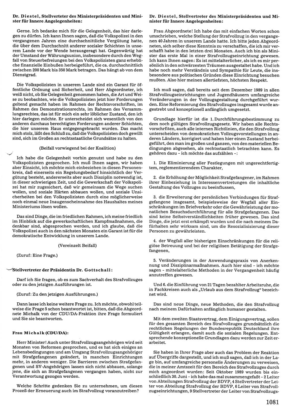 Tagungen der Volkskammer (VK) der Deutschen Demokratischen Republik (DDR), 10. Wahlperiode 1990, Seite 1081 (VK. DDR 10. WP. 1990, Prot. Tg. 1-38, 5.4.-2.10.1990, S. 1081)