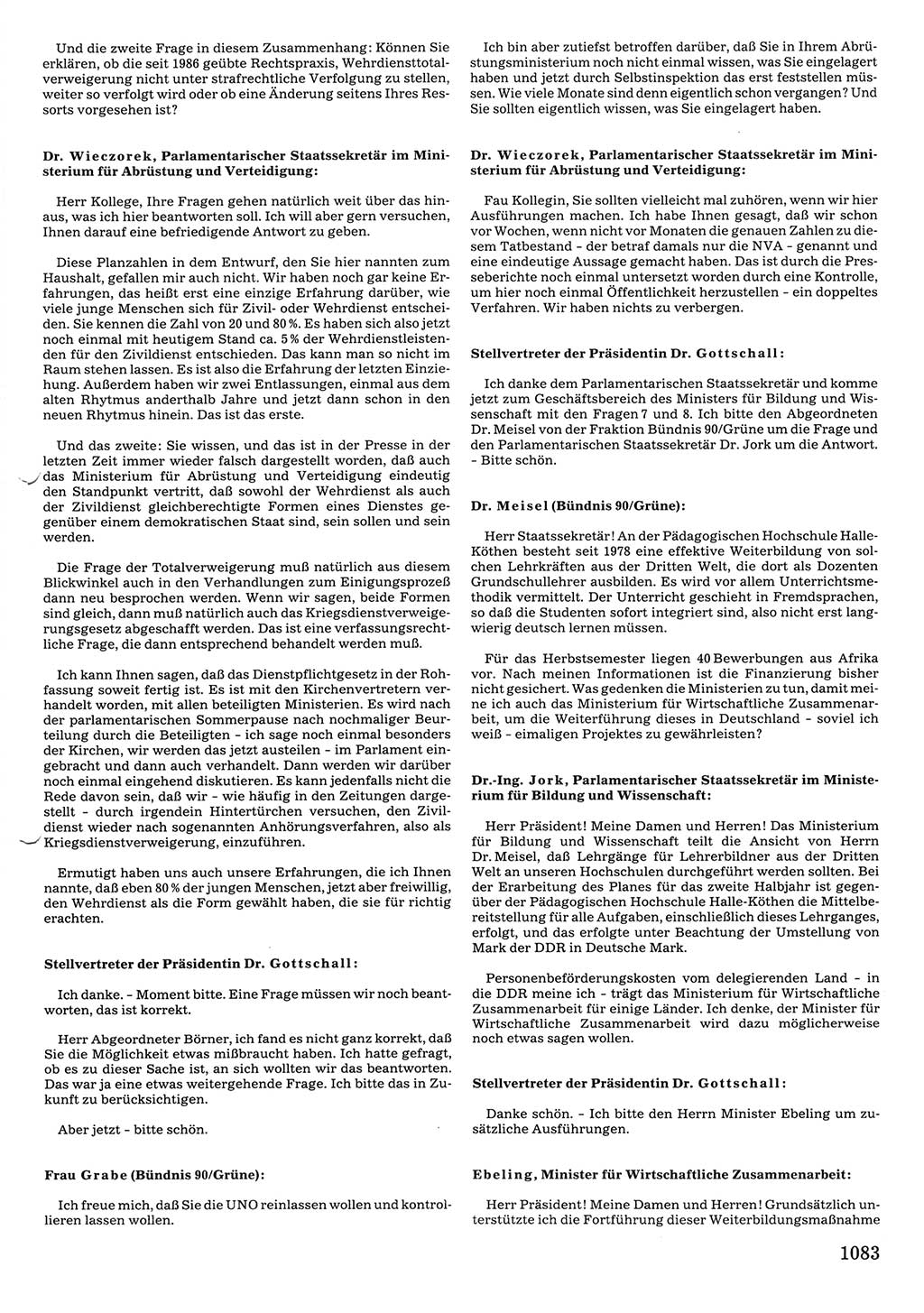 Tagungen der Volkskammer (VK) der Deutschen Demokratischen Republik (DDR), 10. Wahlperiode 1990, Seite 1083 (VK. DDR 10. WP. 1990, Prot. Tg. 1-38, 5.4.-2.10.1990, S. 1083)
