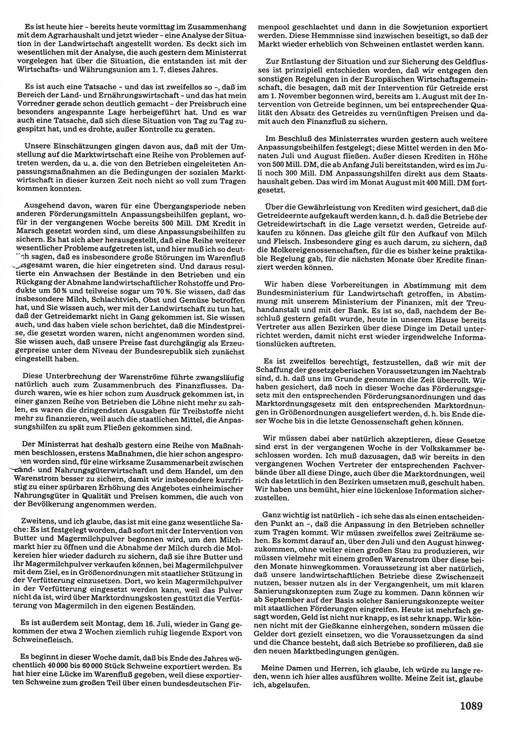 Tagungen der Volkskammer (VK) der Deutschen Demokratischen Republik (DDR), 10. Wahlperiode 1990, Seite 1089 (VK. DDR 10. WP. 1990, Prot. Tg. 1-38, 5.4.-2.10.1990, S. 1089)