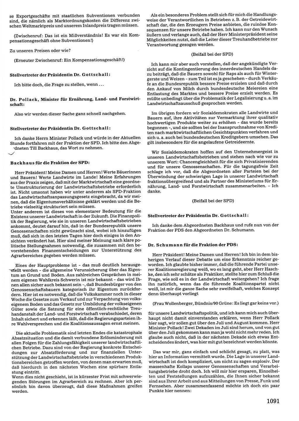 Tagungen der Volkskammer (VK) der Deutschen Demokratischen Republik (DDR), 10. Wahlperiode 1990, Seite 1091 (VK. DDR 10. WP. 1990, Prot. Tg. 1-38, 5.4.-2.10.1990, S. 1091)