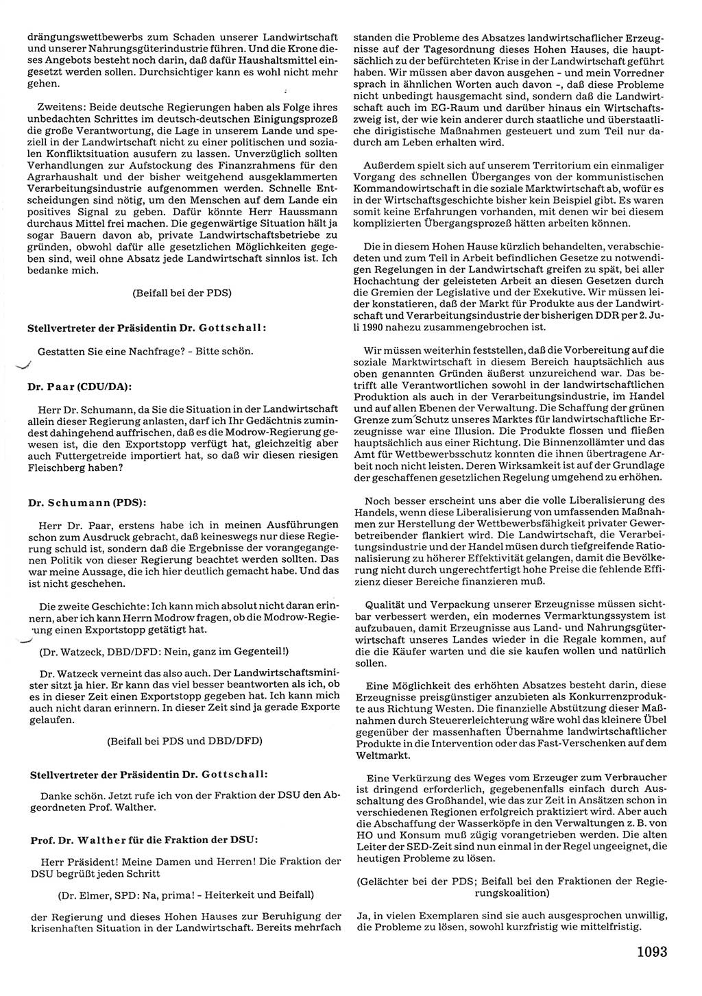 Tagungen der Volkskammer (VK) der Deutschen Demokratischen Republik (DDR), 10. Wahlperiode 1990, Seite 1093 (VK. DDR 10. WP. 1990, Prot. Tg. 1-38, 5.4.-2.10.1990, S. 1093)