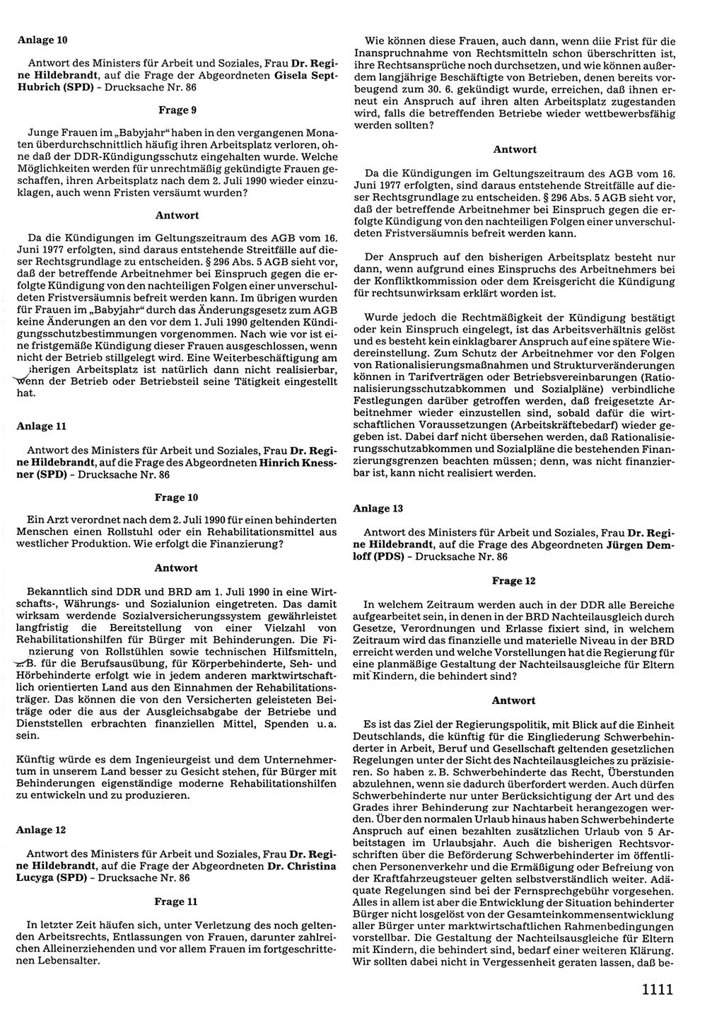 Tagungen der Volkskammer (VK) der Deutschen Demokratischen Republik (DDR), 10. Wahlperiode 1990, Seite 1111 (VK. DDR 10. WP. 1990, Prot. Tg. 1-38, 5.4.-2.10.1990, S. 1111)