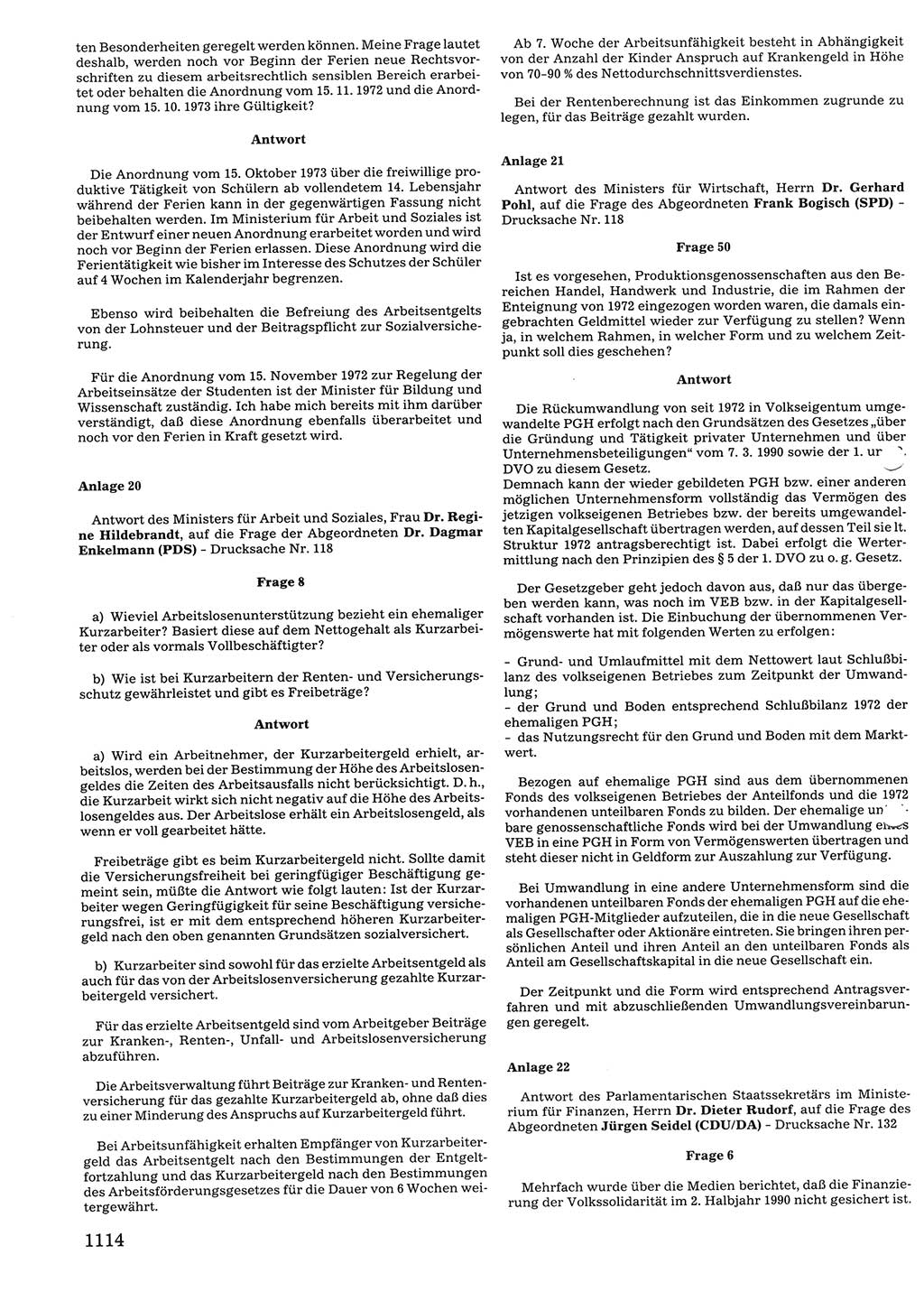 Tagungen der Volkskammer (VK) der Deutschen Demokratischen Republik (DDR), 10. Wahlperiode 1990, Seite 1114 (VK. DDR 10. WP. 1990, Prot. Tg. 1-38, 5.4.-2.10.1990, S. 1114)
